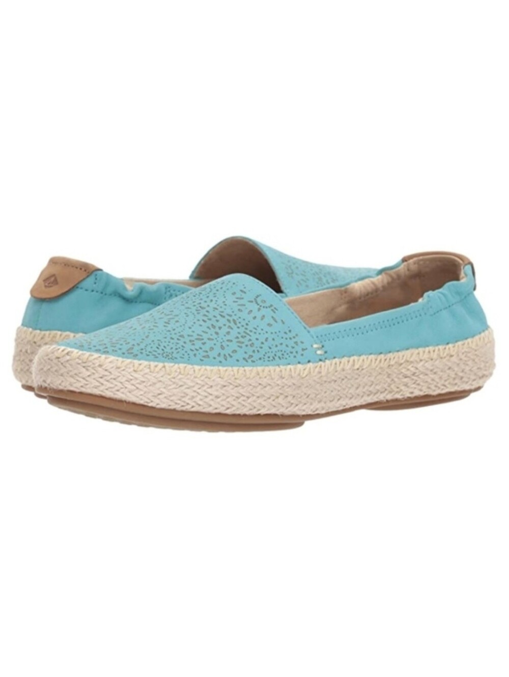 SPERRY Ella Turquoise Perforated Nubuck Leather Espadrille Moccasin Sz 8.5